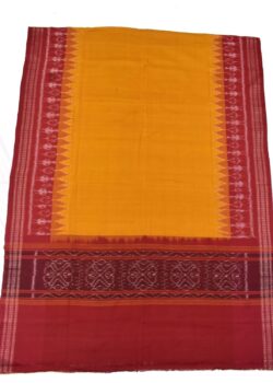Yellow-Red Combination Sambalpuri Handloom Cotton Dupatta