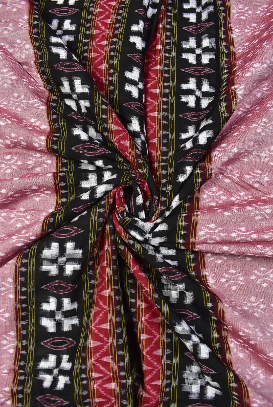 Pitch-Black Combination Sambalpuri Handloom Cotton Fabrics