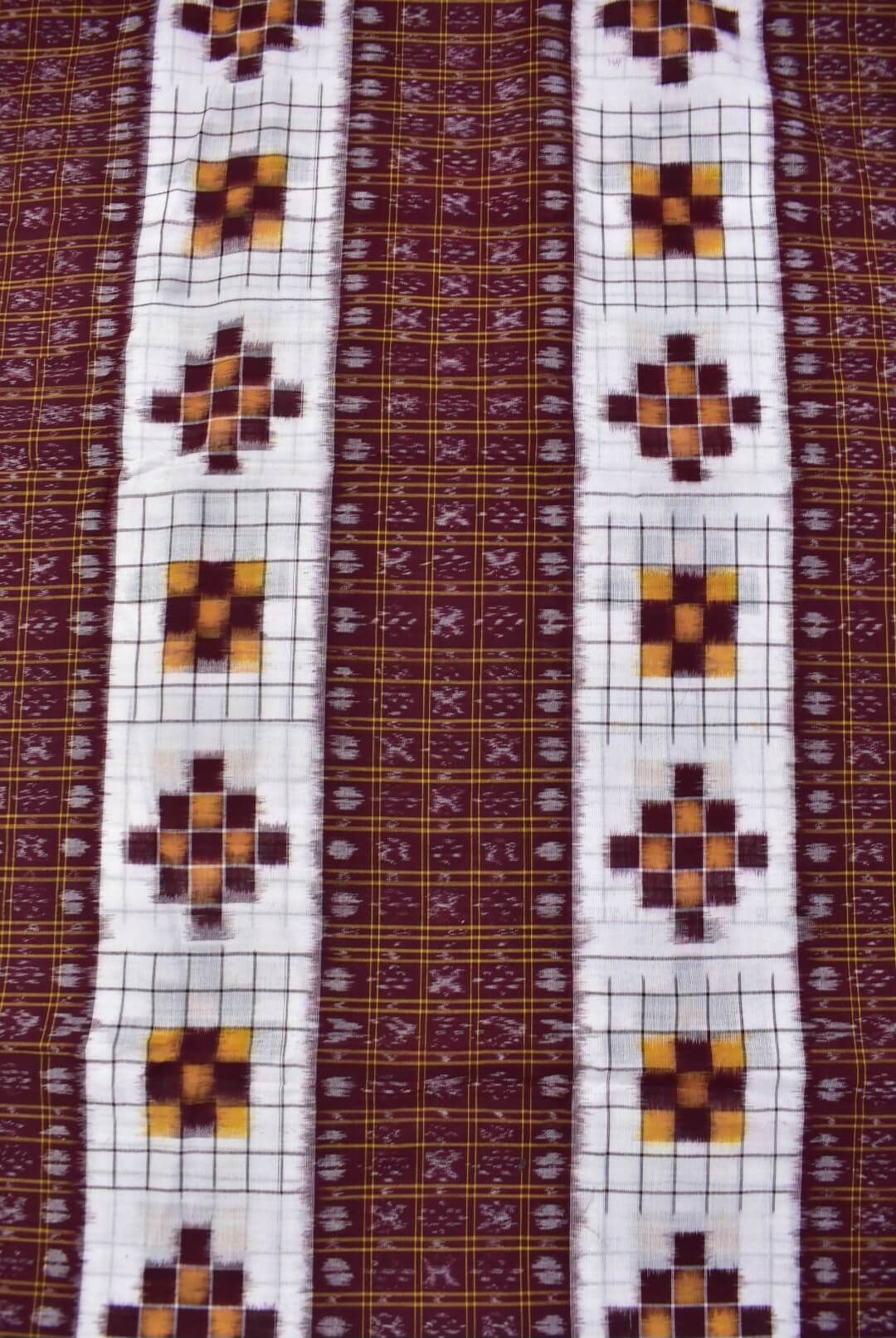 Maroon Colour Pasapali Design Sambalpuri Handloom Cotton Fabrics - Image 2