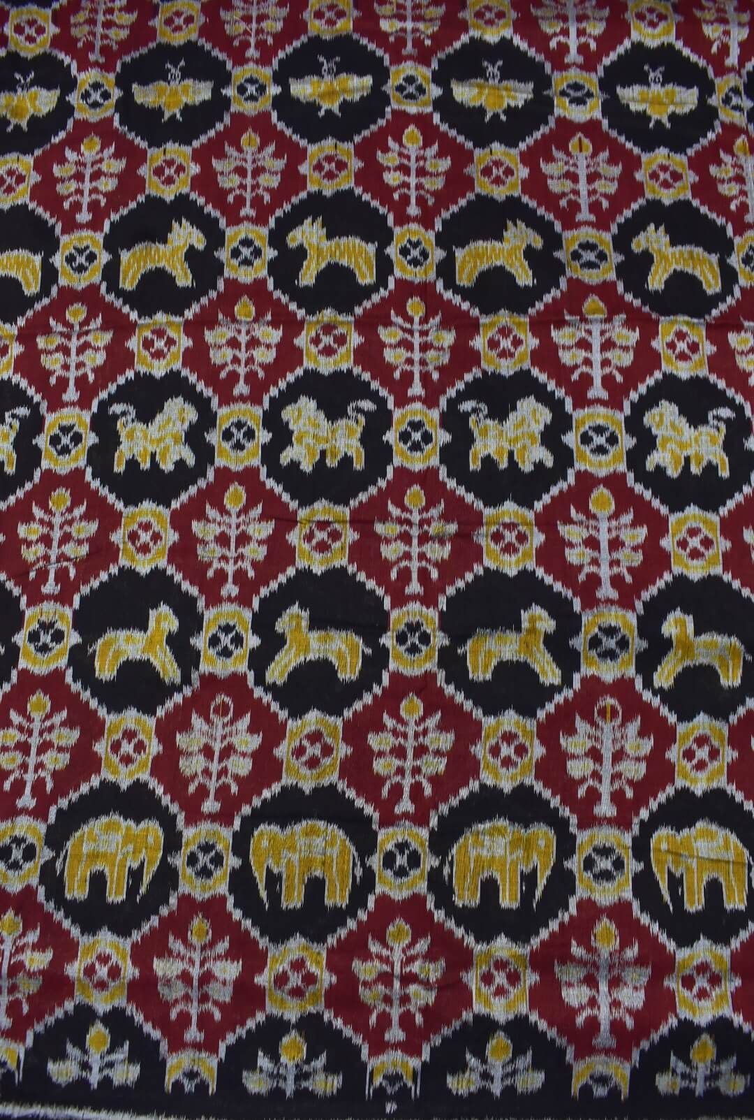 Black-Maroon Combination Animal Design Sambalpuri Handloom Cotton Fabrics - Image 2