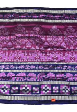 Rani-Blue Pasapali Border Sambalpuri Handloom Bandha Silk Saree