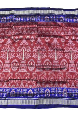 Maroon-Blue Combination Sambalpuri Handloom Bandha Silk Saree
