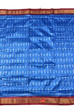 Sky Colour Tribal Design Sambalpuri Handloom Half Tissue Bandha Silk Saree