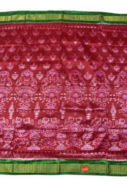 Red Colour Half Tissue Sambalpuri Handloom Bandha Silk Saree
