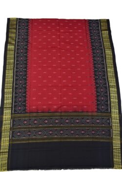 Red-Black Fish Border Sambalpuri Handloom Cotton Dupatta