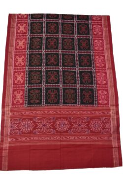 Black-Red Utkal Laxmi Sambalpuri Handloom Cotton Dupatta