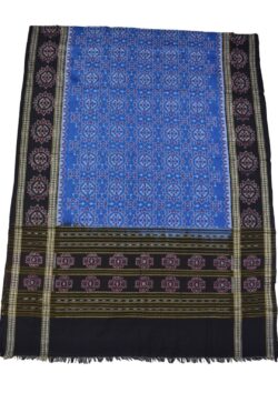 Sky-Black Combination Sambalpuri Handloom Cotton Dupatta