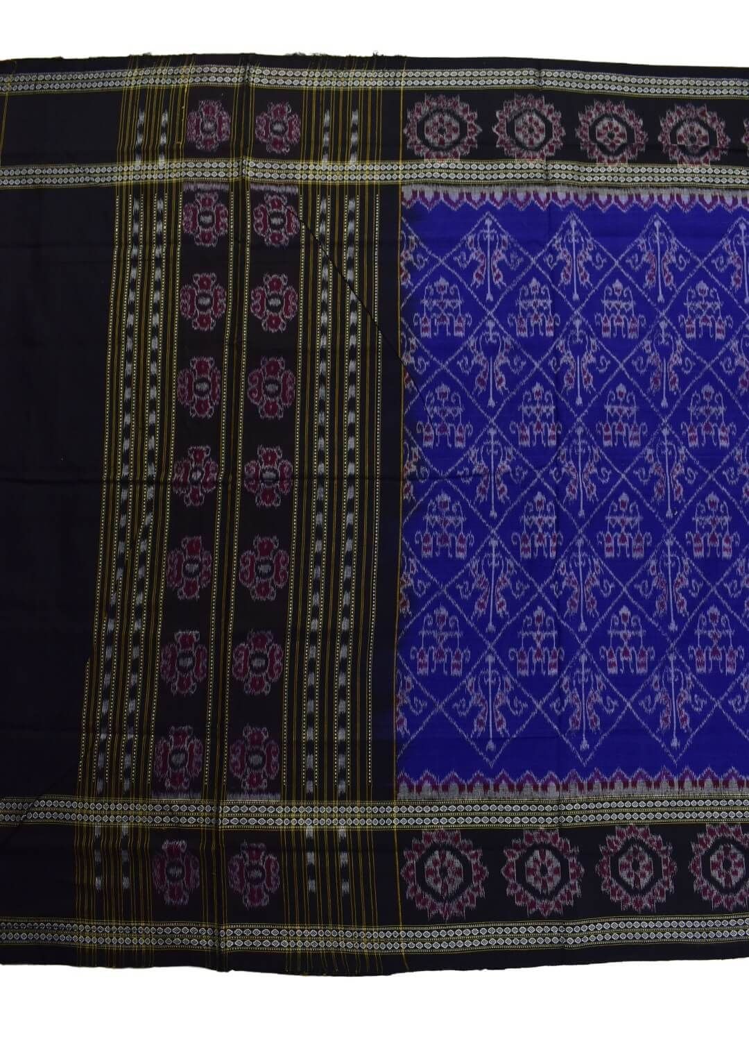 Blue-Black Sambalpuri Handloom Cotton Dupatta - Image 3