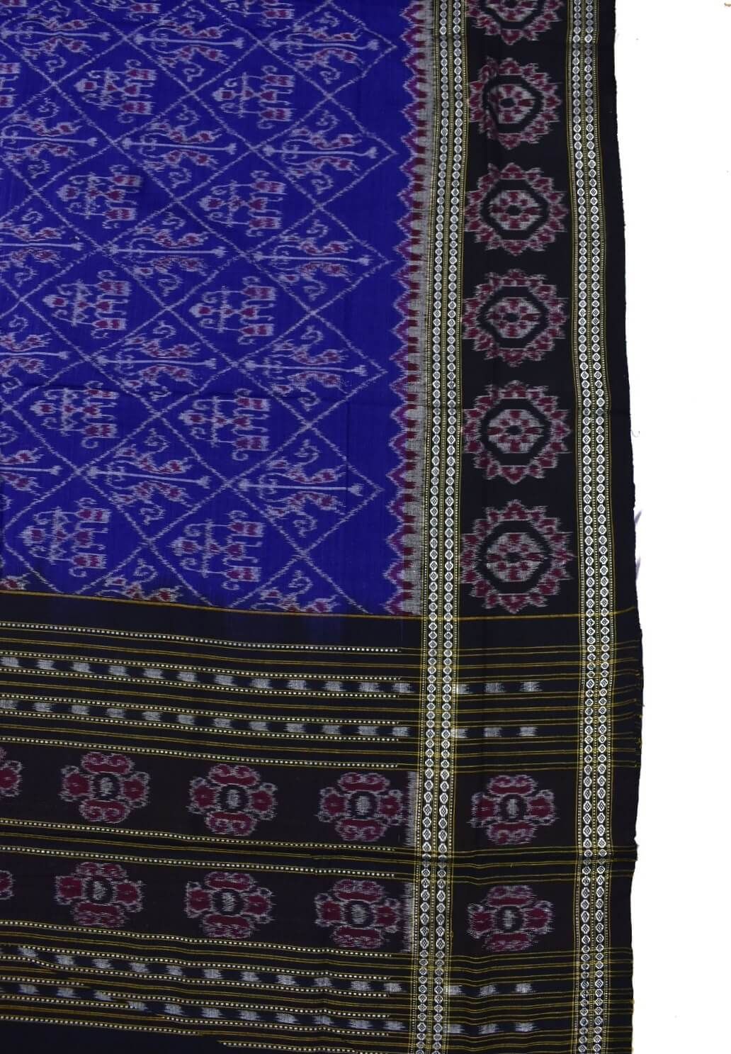 Blue-Black Sambalpuri Handloom Cotton Dupatta - Image 2