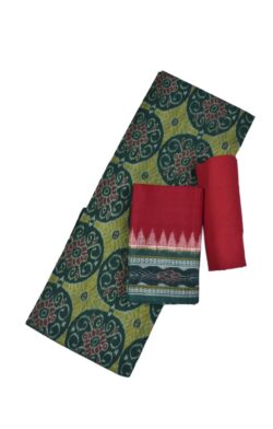 Green Colour Sambalpuri Handloom Cotton Dress Material