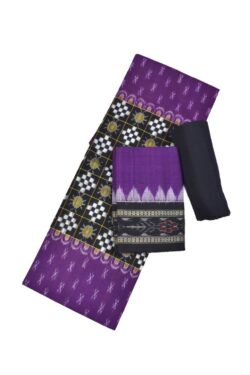 Purple Colour Pasapali Design Sambalpuri Handloom Cotton Dress Material