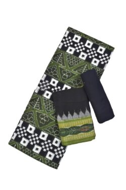 Mahendi Colour Pasapali Design Sambalpuri Handloom Cotton Dress Material