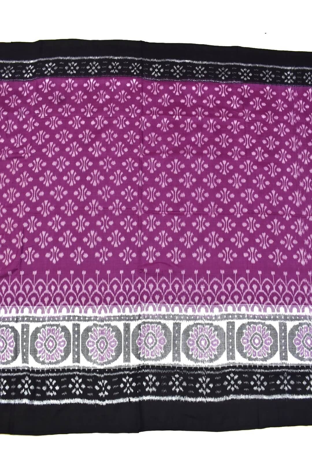 Purple Colour Plane Border Sambalpuri Handloom Cotton Saree