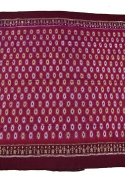 Burgundy Colour Plane Border Sambalpuri Handloom Cotton Saree