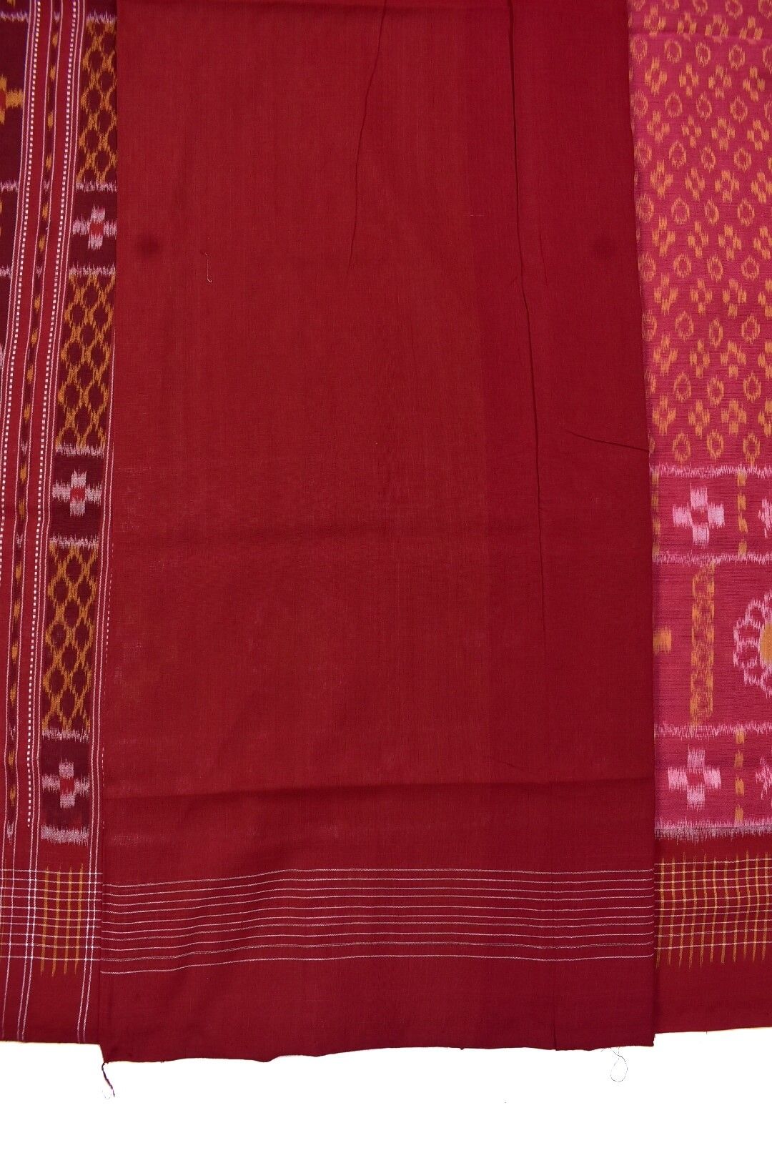 Carrot Colour Sambalpuri Handloom Cotton Saree - Image 5