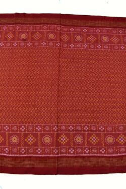 Carrot Colour Sambalpuri Handloom Cotton Saree