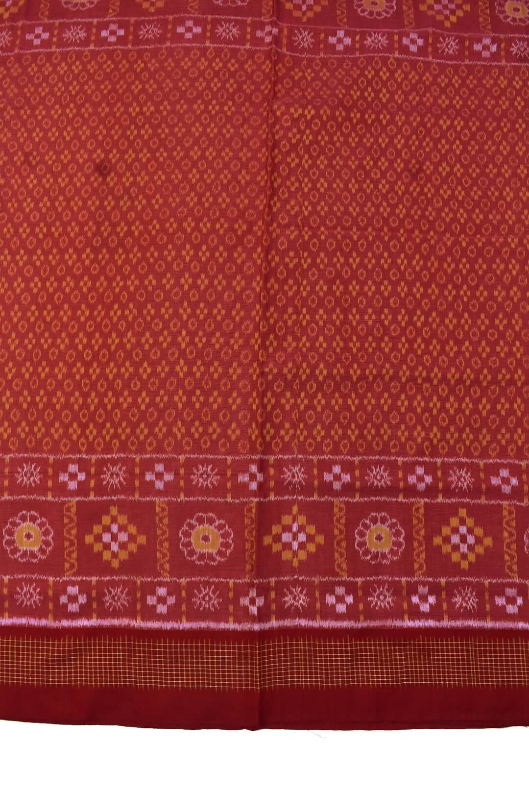 Carrot Colour Sambalpuri Handloom Cotton Saree - Image 4