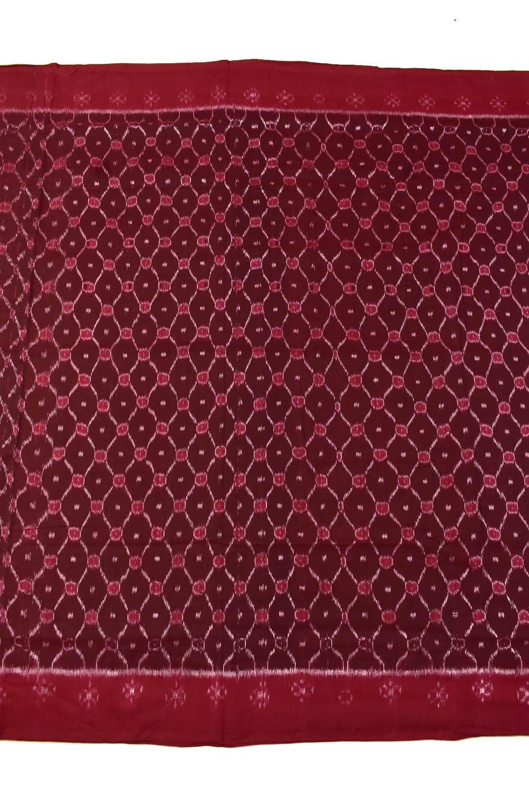 Maroon Colour Plane Border Sambalpuri Handloom Cotton Saree