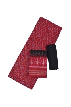 Red Colour Sambalpuri Handloom Cotton Dress Material