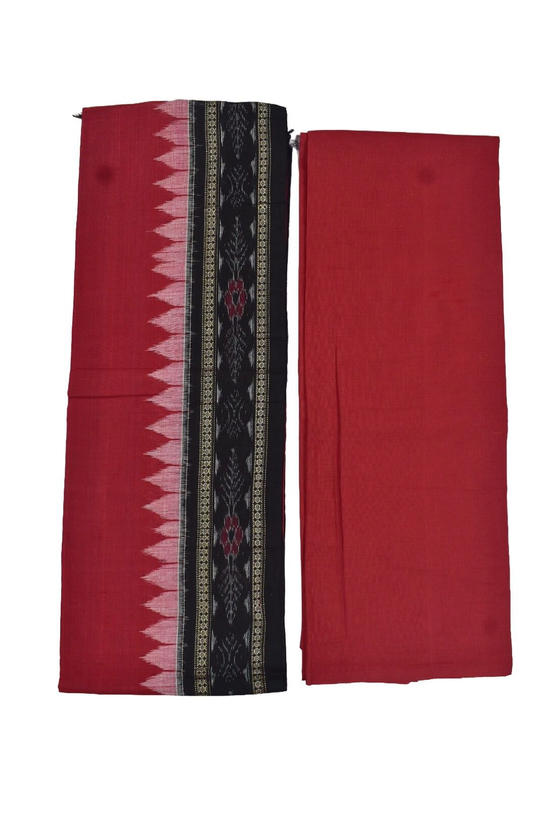 Black Colour Pasapali Design Sambalpuri Handloom Cotton Dress Material - Image 2