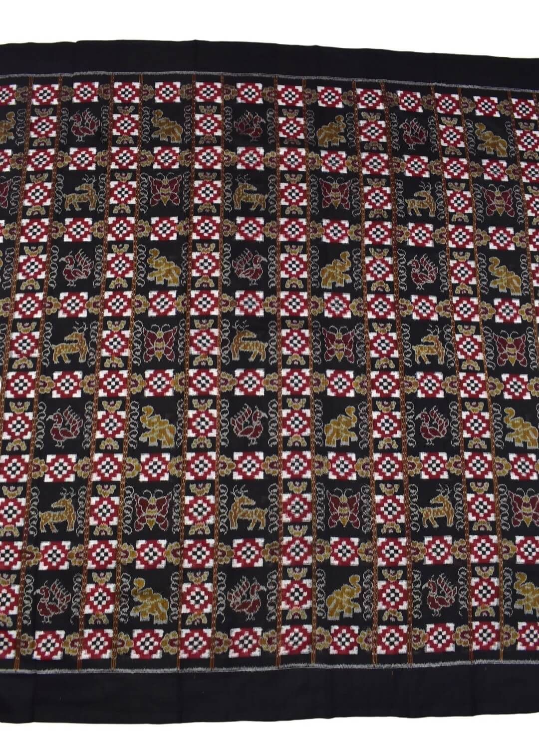 Black Colour Pasapali Design Sambalpuri Handloom Cotton Dress Material - Image 4