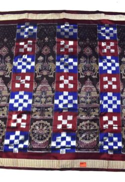 Blue-Maroon Combination Pasapali Design Sambalpuri Handloom Bandha Silk Saree