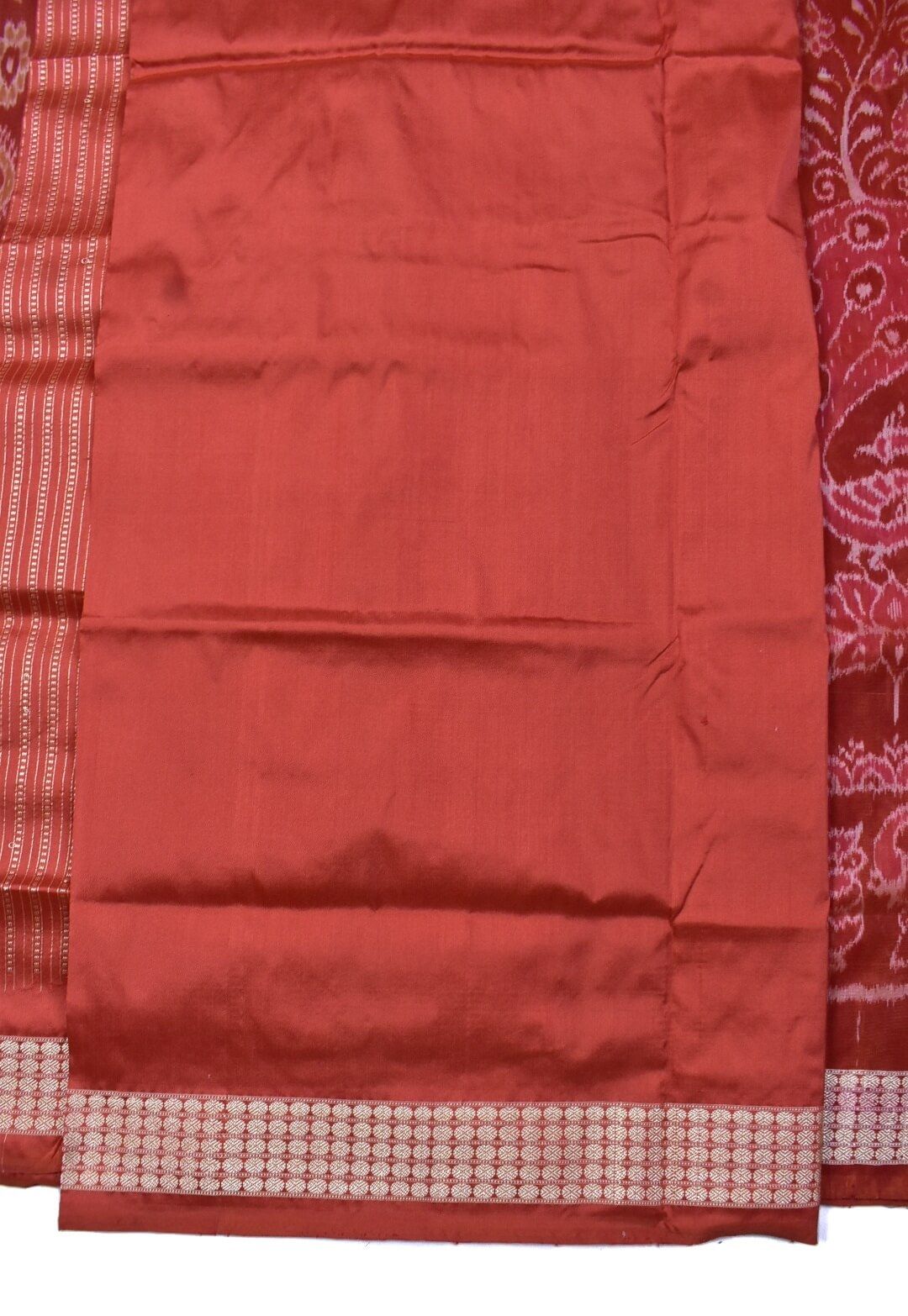 Rust Colour Pasapali Design Sambalpuri Handloom Bandha Silk Saree - Image 5