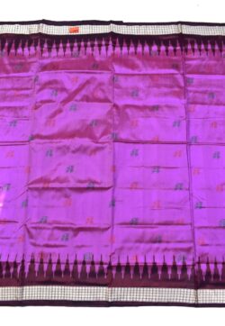 Fuchsia Colour Tribal Design Sambalpuri Handloom Bandha Silk Saree