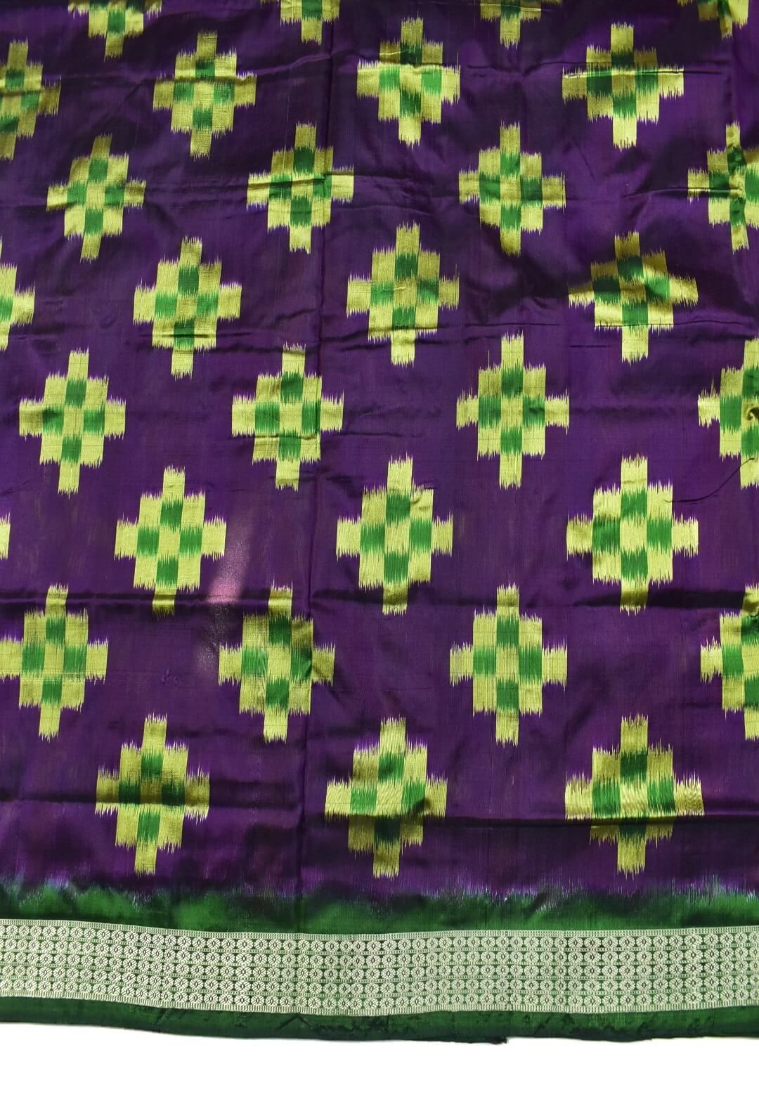 Grape Colour Pasapali Design Sambalpuri Handloom Bandha Silk Saree - Image 4