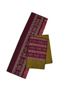 Maroon Colour Sambalpuri Handloom Cotton Bomkai Dress Material