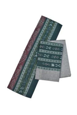 Deep Green Colour Sambalpuri Handloom Cotton Bomkai Dress Material