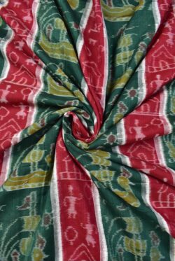 Green-Red Combination Boita Design Sambalpuri Handloom Cotton Fabrics