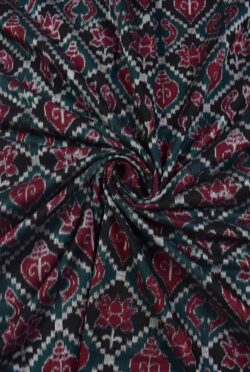 Black-Green Combination Lotous Design Sambalpuri Handloom Cotton Fabrics