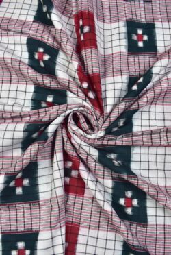 White Colour Pasapali Design Sambalpuri Handloom Cotton Fabrics