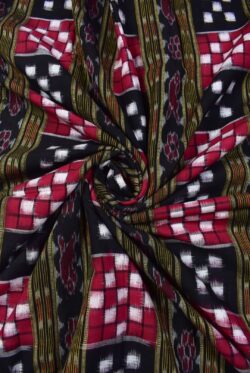 Black-Red Pasapali Design Sambalpuri Handloom Cotton Fabrics
