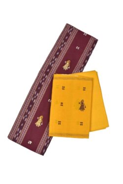 Maroon Colour Sambalpuri Handloom Cotton Bomkai Dress Material