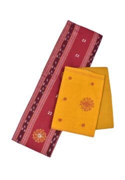 Red Colour Sambalpuri Handloom Cotton Bomkai Dress Material