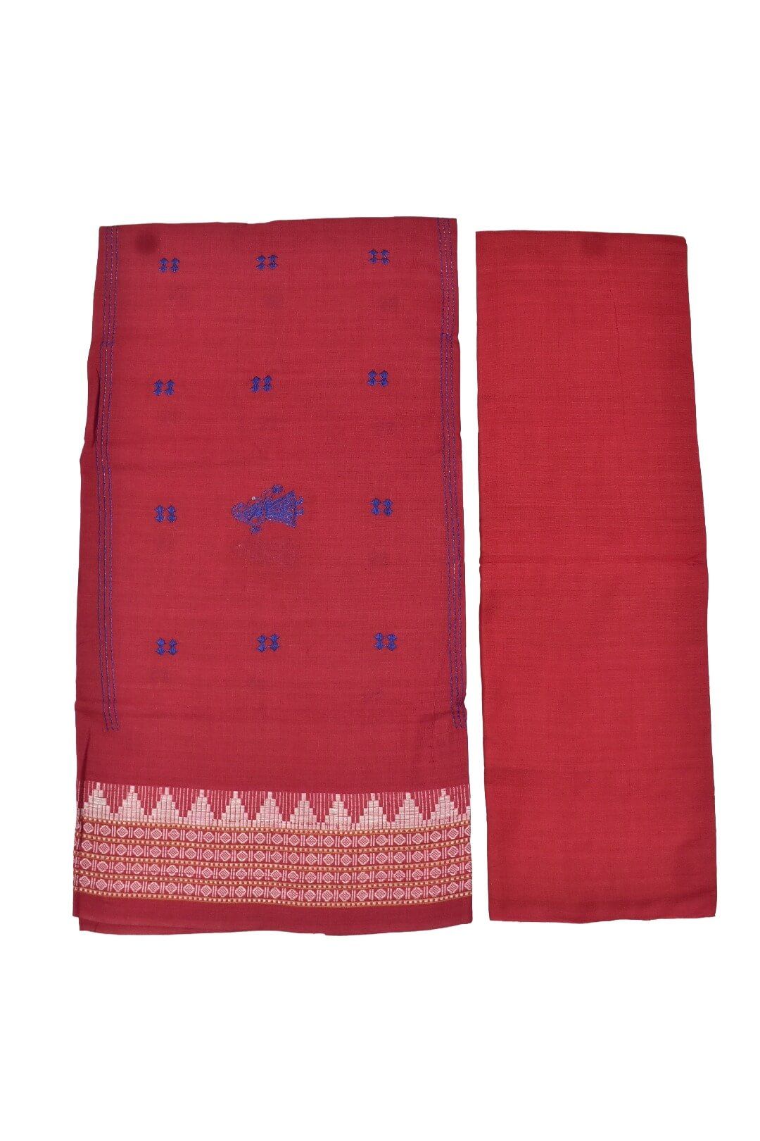 Blue Colour Sambalpuri Handloom Cotton Bomkai Dress Material - Image 2