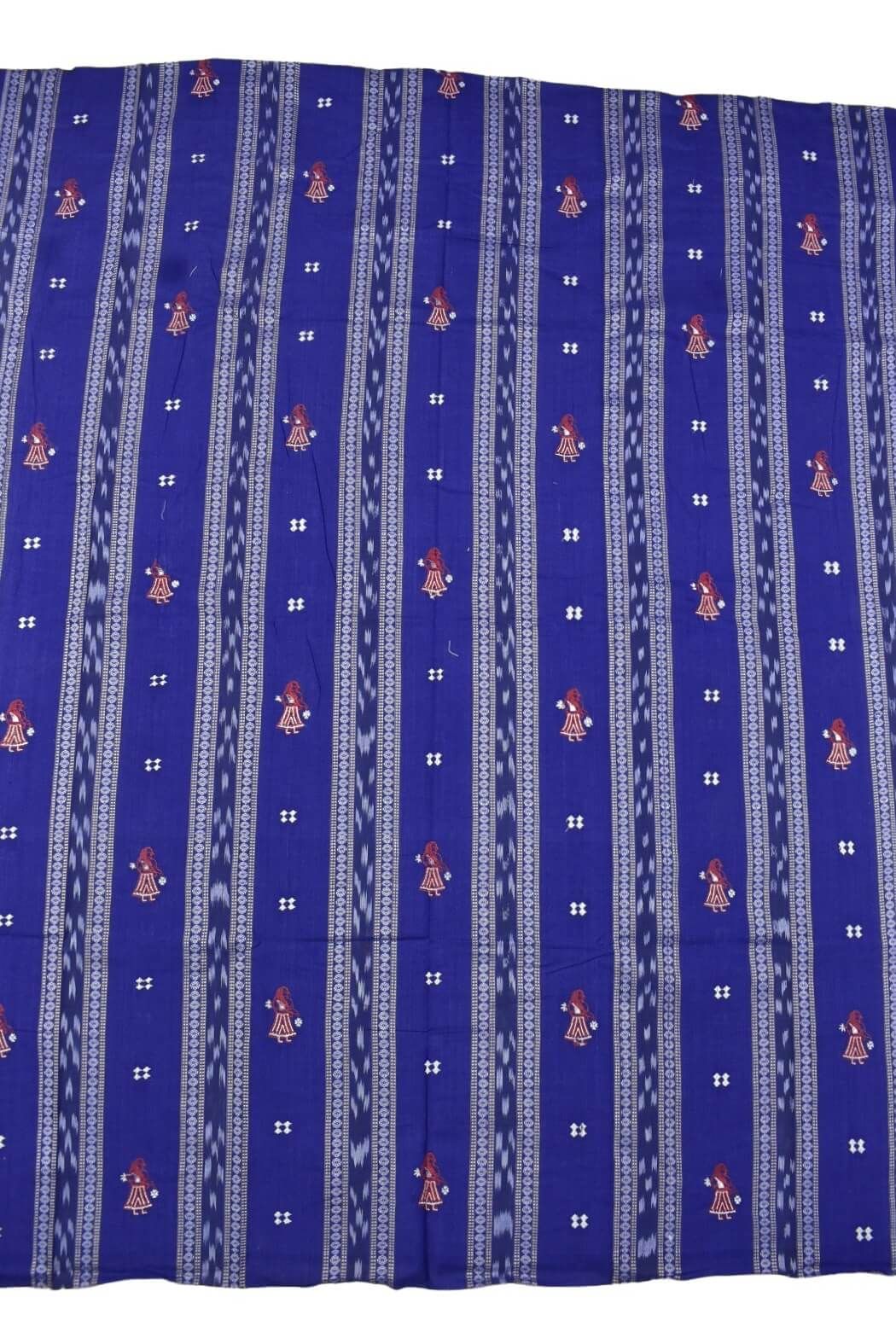 Blue Colour Sambalpuri Handloom Cotton Bomkai Dress Material - Image 4