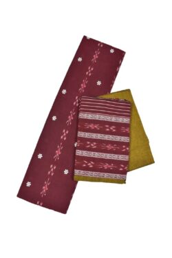 Maroon Colour Sambalpuri Handloom Cotton Bomkai Dress Material