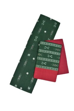 Green Colour Sambalpuri Handloom Cotton Bomkai Dress Material