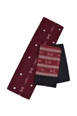 Maroon Colour Sambalpuri Handloom Cotton Bomkai Dress Material