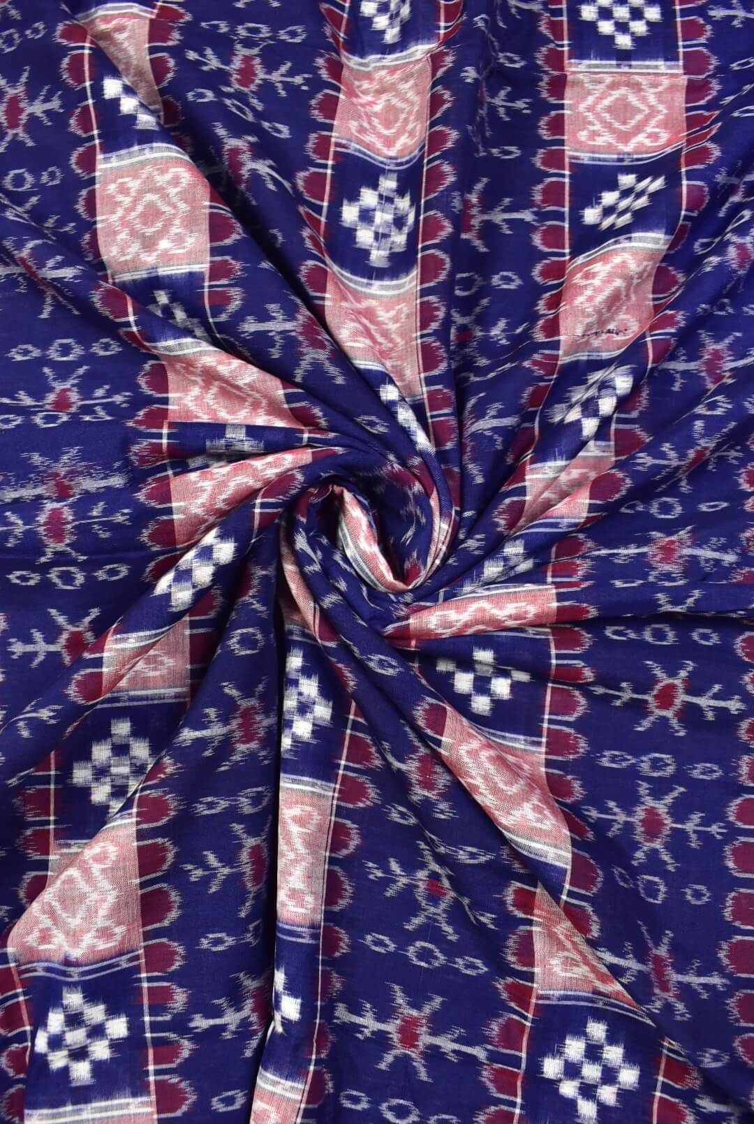 Blue Colour Pasapali Design Sambalpuri Handloom Cotton Fabrics