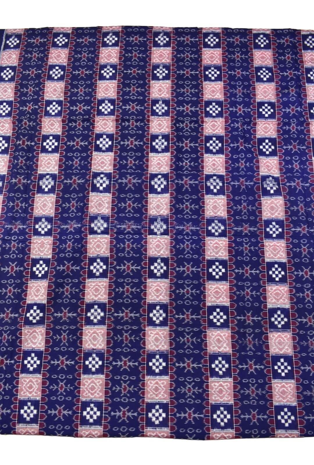 Blue Colour Pasapali Design Sambalpuri Handloom Cotton Fabrics - Image 3