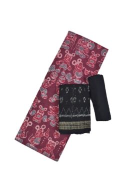 Carrot Colour mickey mouse Design Sambalpuri Handloom Cotton Dress Material