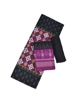 Black-Purple Combination Pasapali Design Sambalpuri Handloom Cotton Dress Material