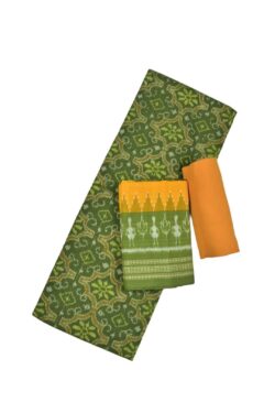 Mahendi Colour Sambalpuri Handloom Cotton Dress Material