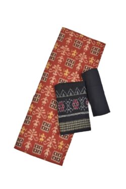 Rust Colour Sambalpuri Handloom Cotton Dress Material