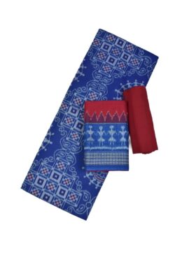 Sky Blue Colour Tribal Design Sambalpuri Handloom Cotton Dress