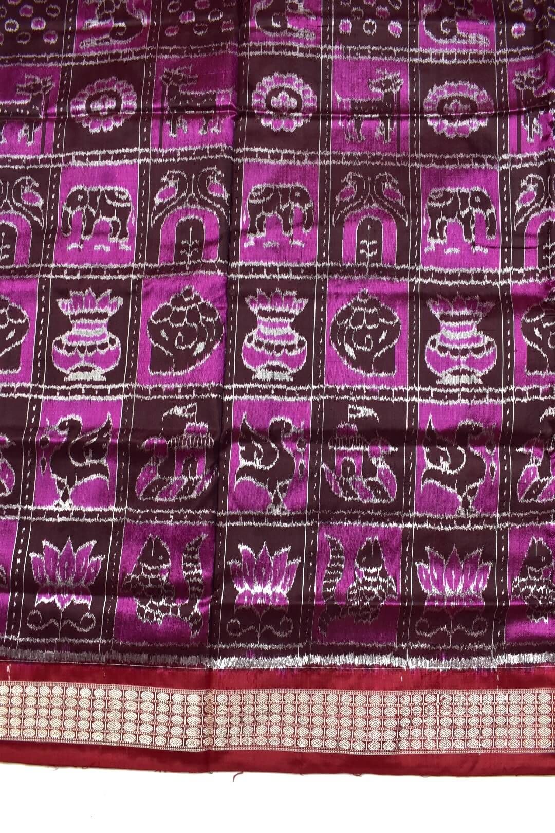 Coffe Colour Nabakothi Design Sambalpuri Handloom Bandha Silk Saree - Image 4